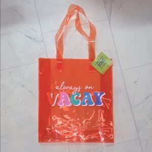 NWT Orange Transparent Tote Bag